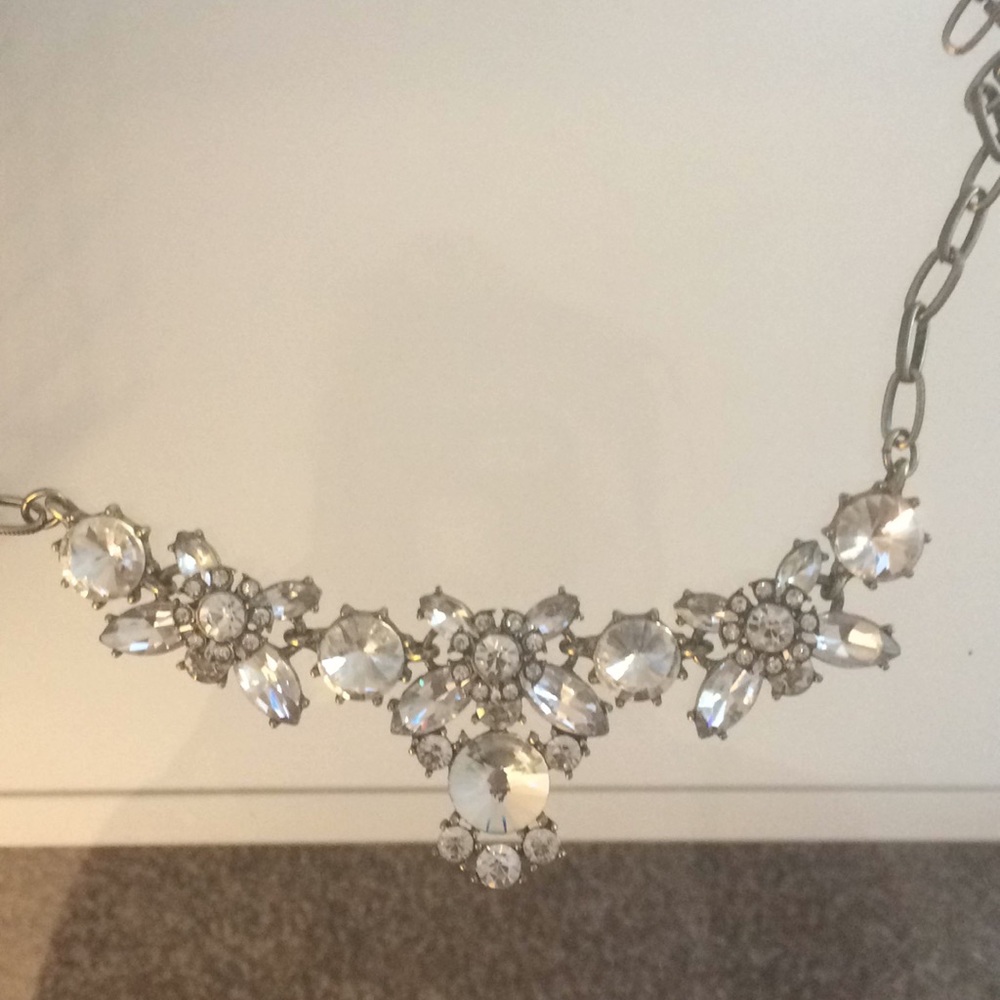 Gold tone and rhinestone costume necklace